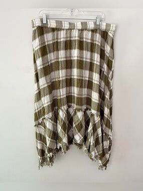 Cato Women Plaid Raw Hem Asymmetrical Skirt Size 18/20W Woodland Forest Cottage